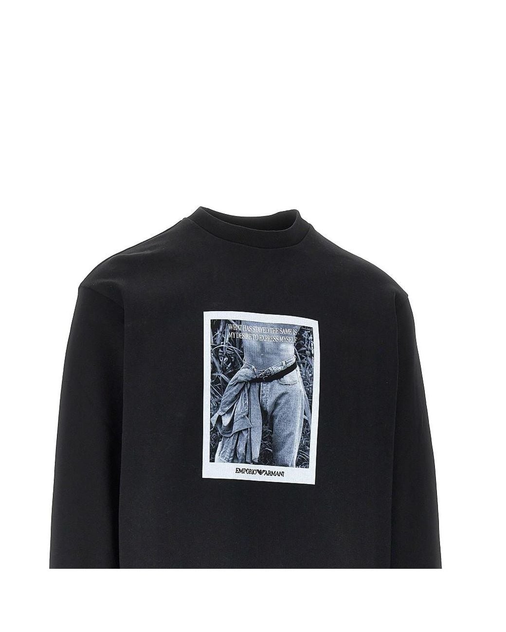 Emporio Armani Blue Logo Print Crewneck Sweatshirt for men