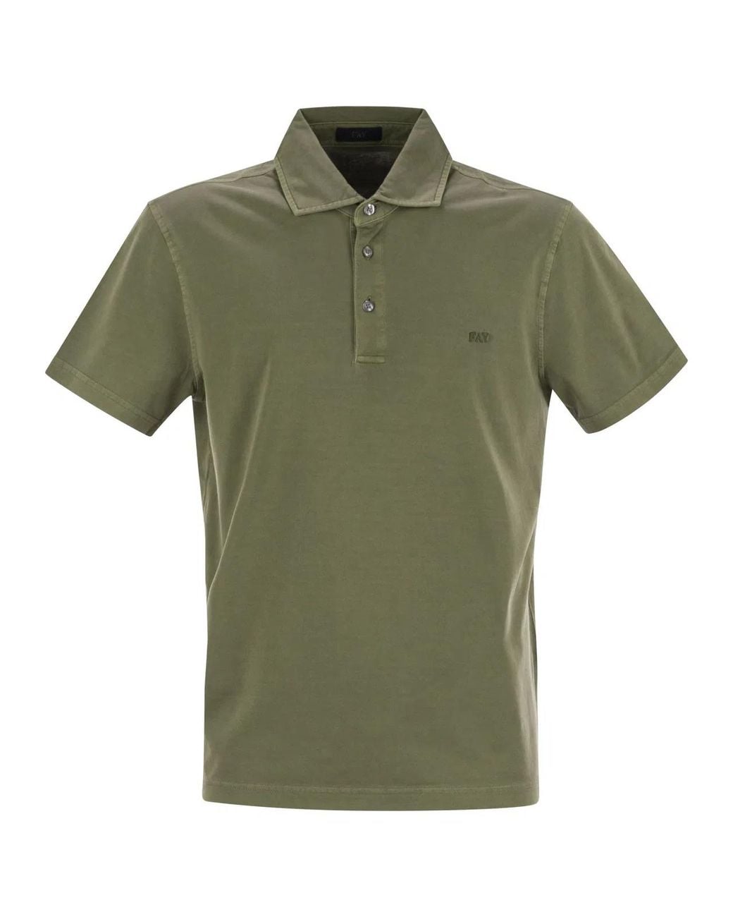 Fay Green Cotton Jersey Polo Shirt for men