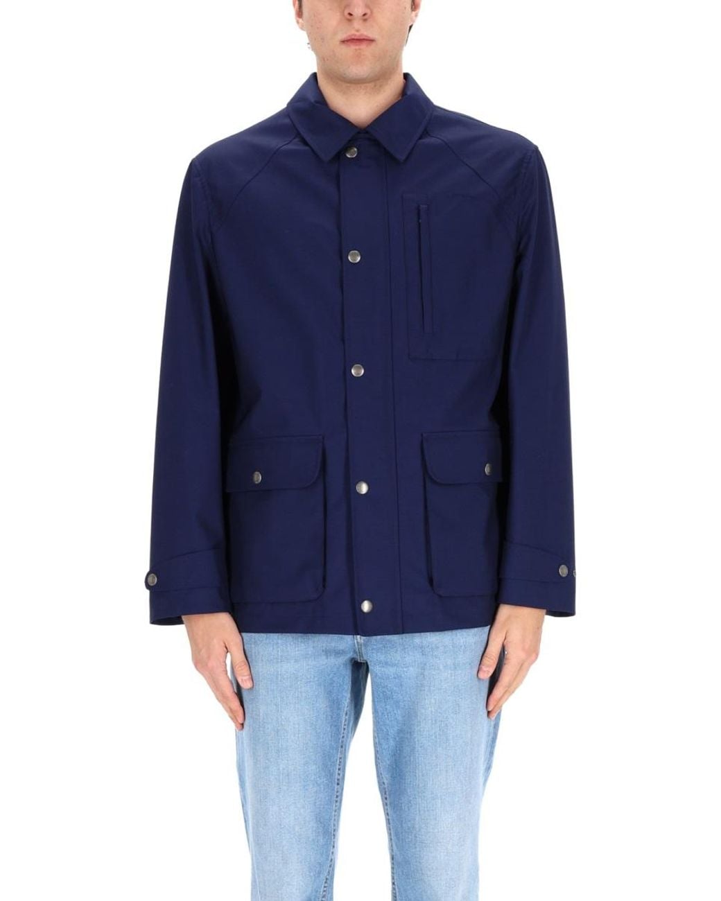 Brunello Cucinelli Blue Wool Canvas Jacket for men