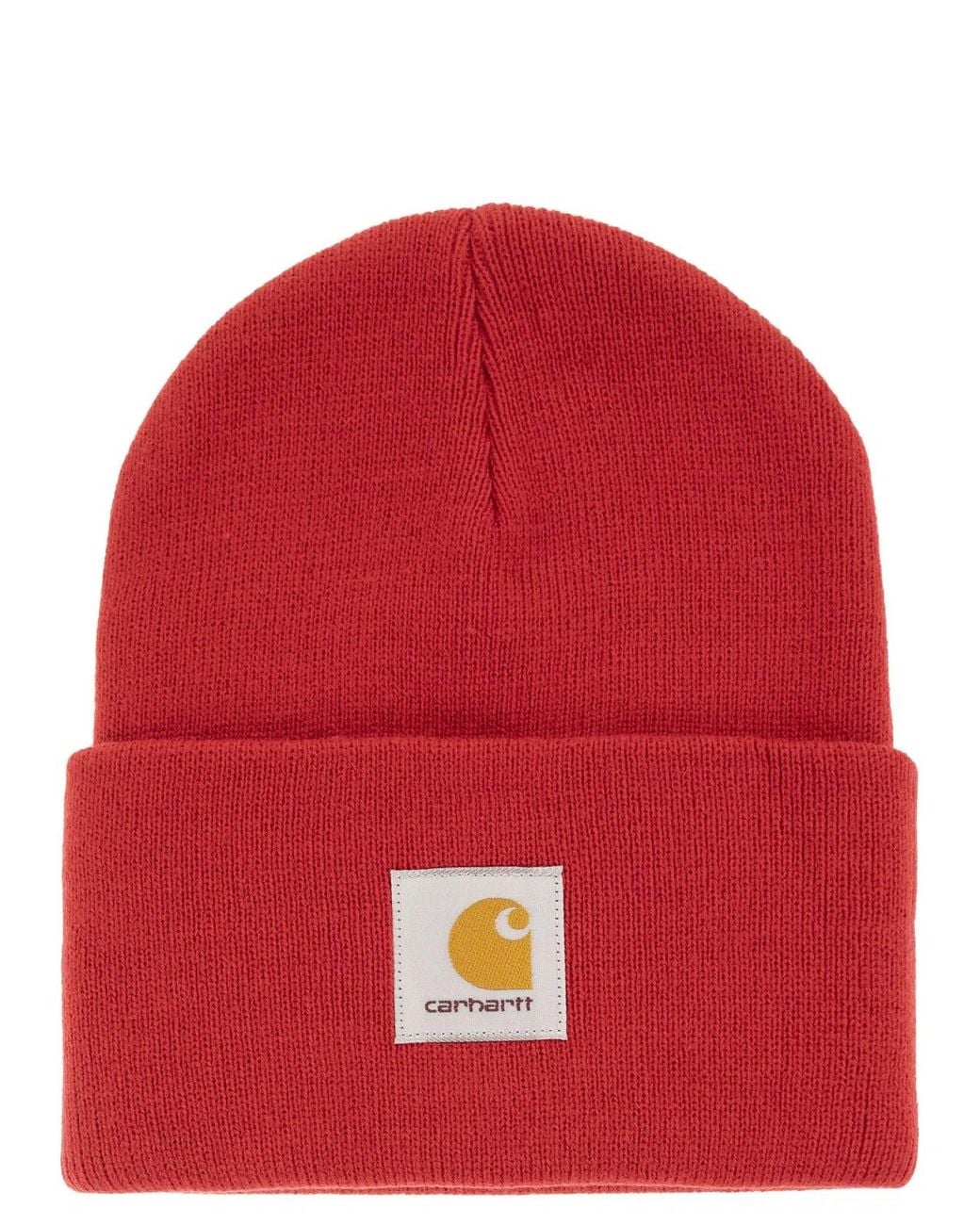 Carhartt Red Hat With Turn-Up And Logo Label