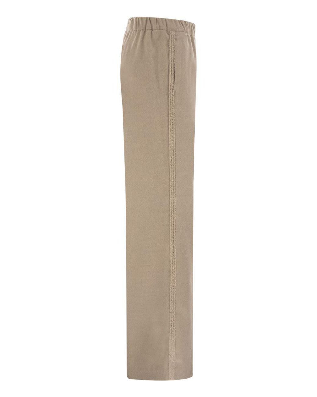 Herno Natural Wide-Leg Flannel-Effect Trousers With Elasticated Waistband