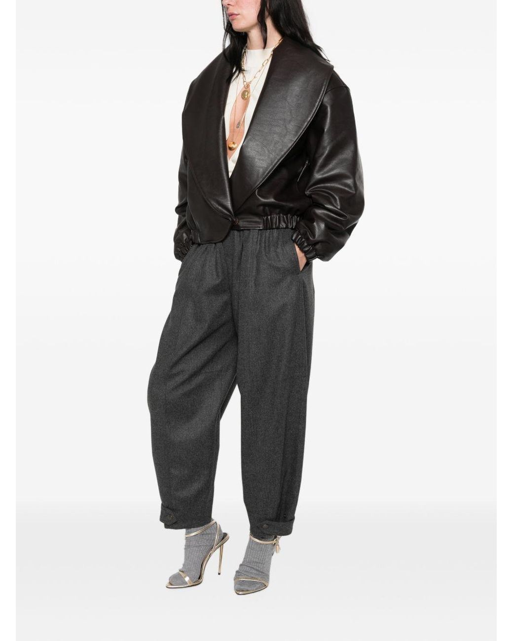 Chloé Gray Barrel Wide Leg Trousers