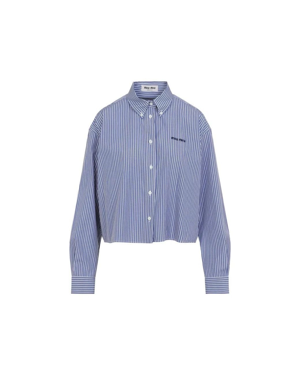 Miu Miu Blue Micro Pinstripe Poplin Shirt
