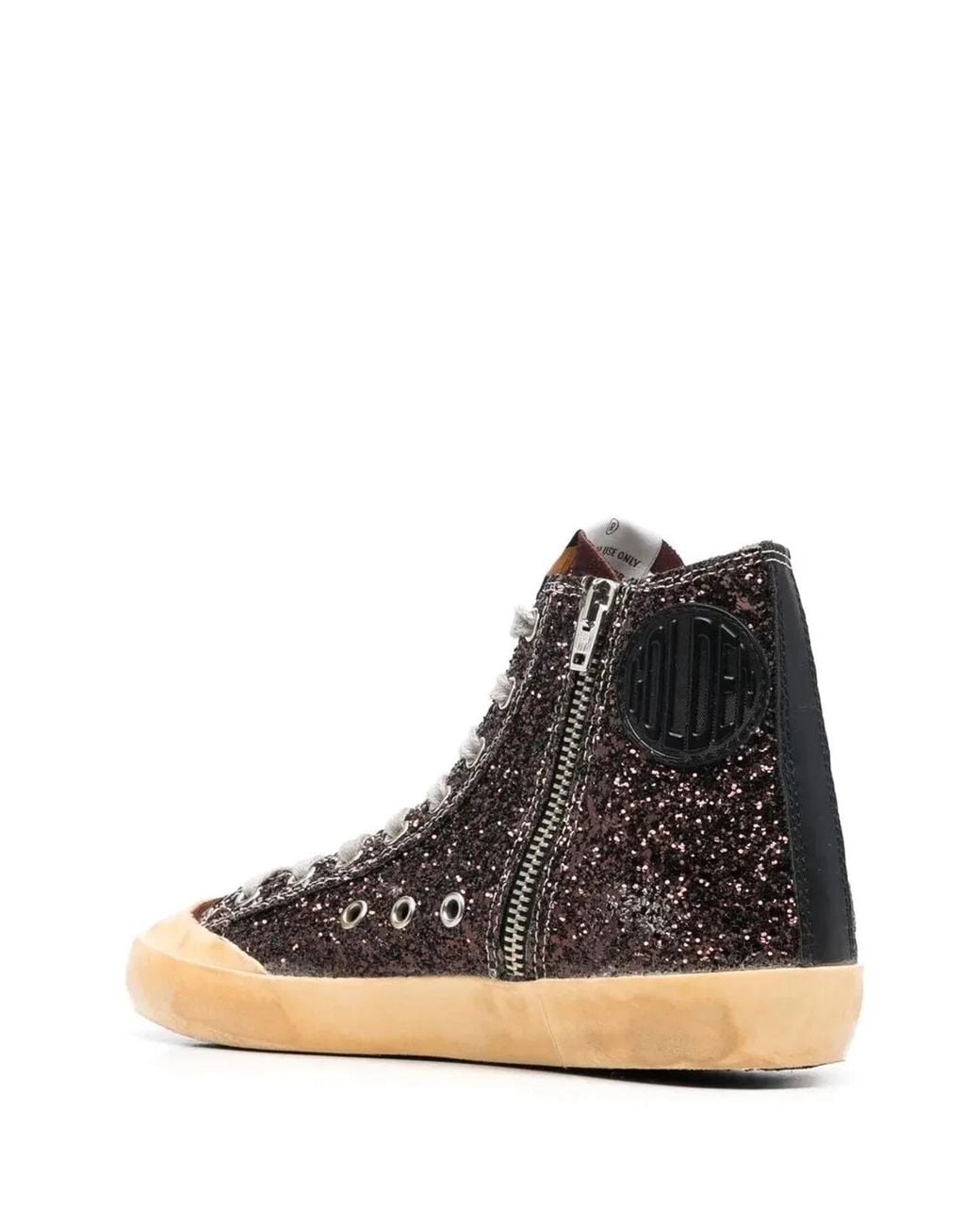 Golden Goose Deluxe Brand Brown "Francy Penstar" Glitter Upper Suede Toe Leather Star And List