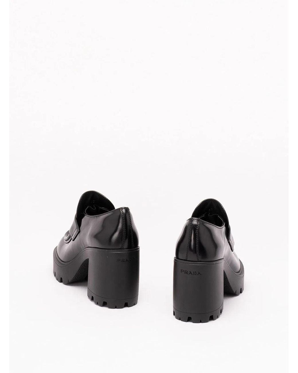 Prada Black Brushed Leather Loafers