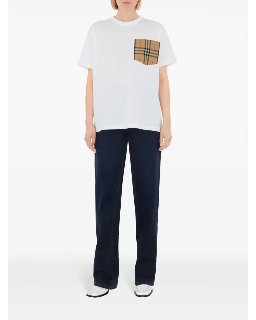 Burberry White Archive Check Pocket T-Shirt
