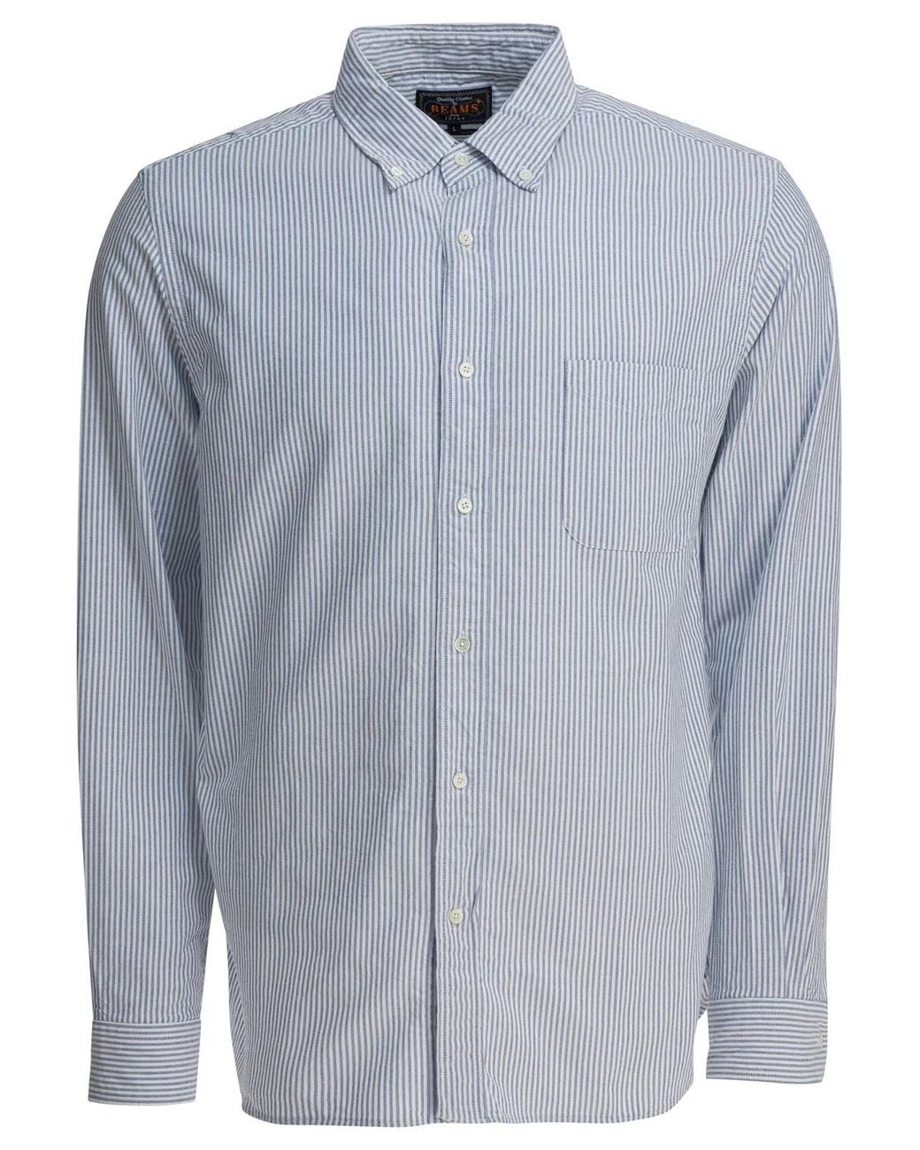 Beams Plus Blue Cotton Shirt for men