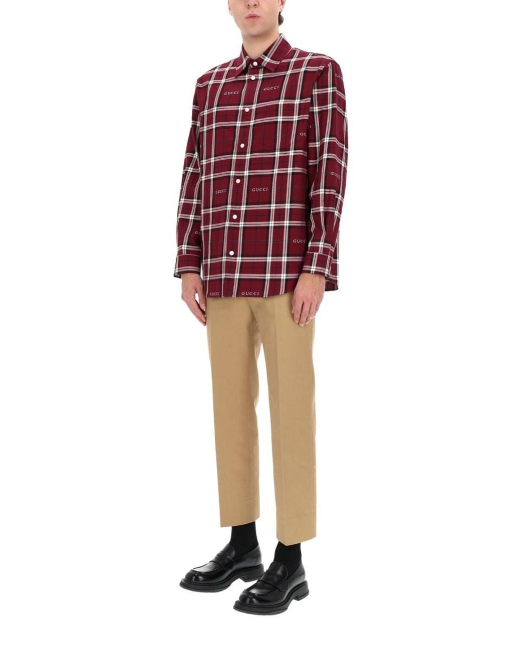 Gucci Red Cotton Logo Shirt for men
