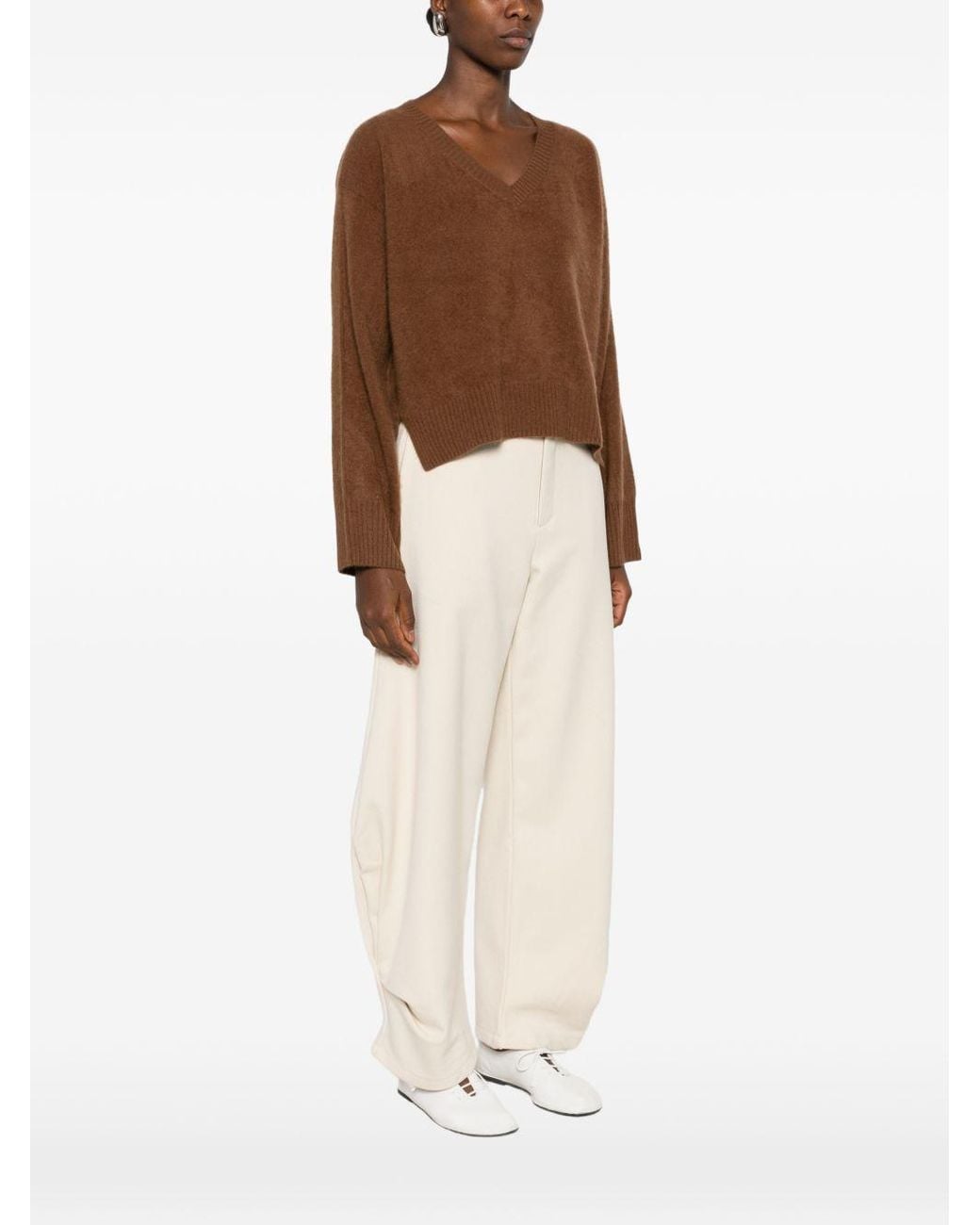 C.t. Plage Brown Wool V-Necked Jumper