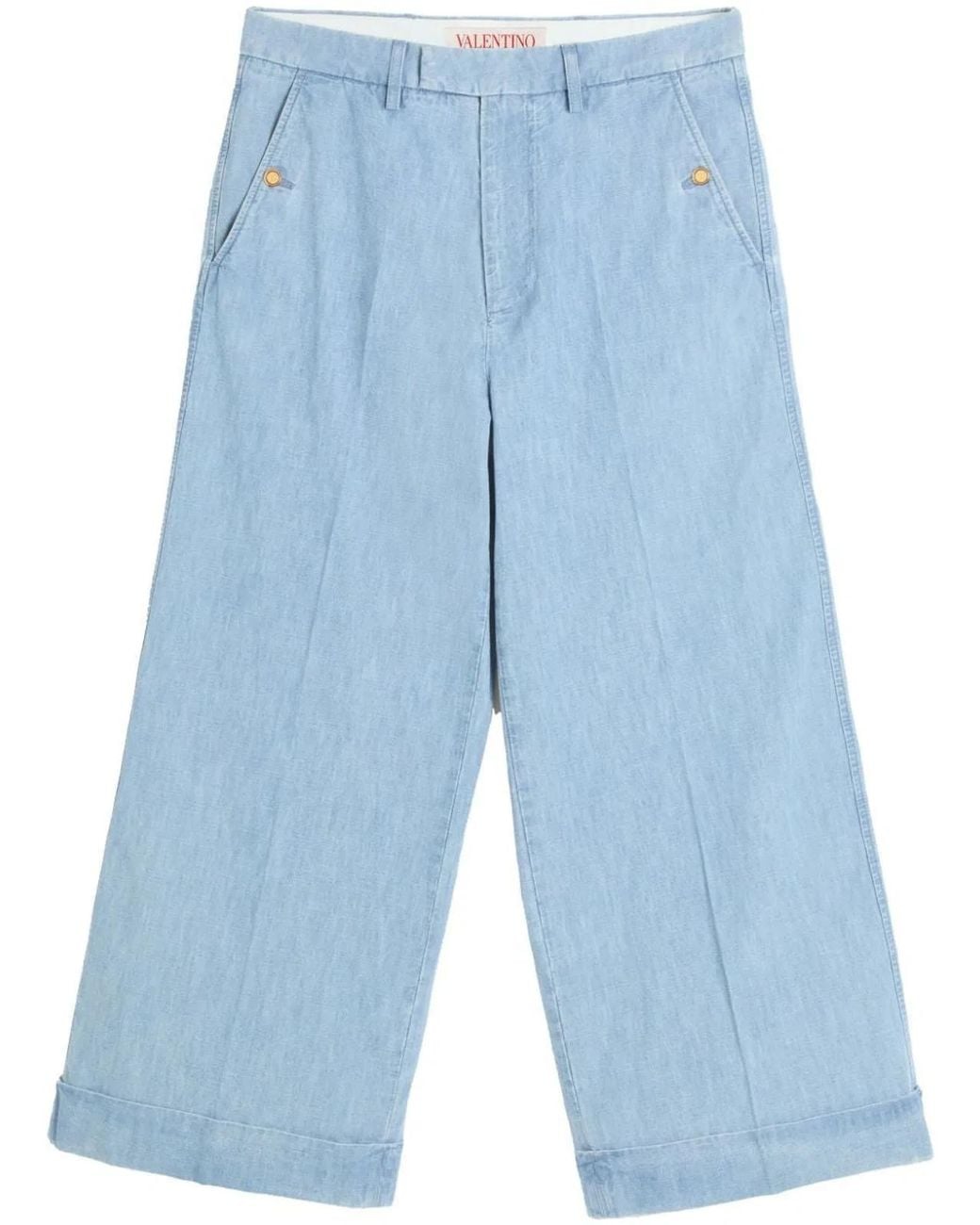 Valentino Blue Wide Jeans With Cuff for men