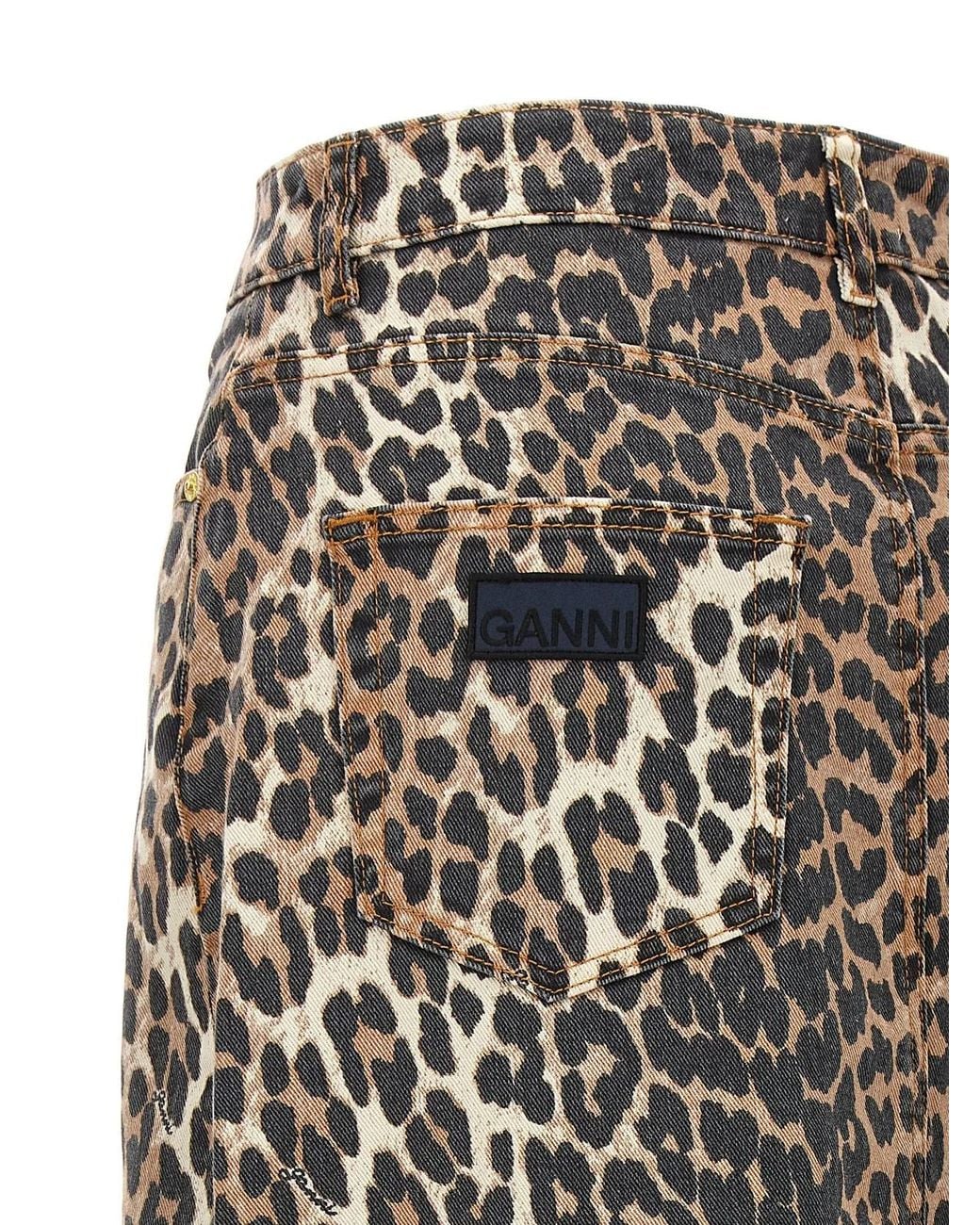 Ganni Brown Animal Print Long Skirt