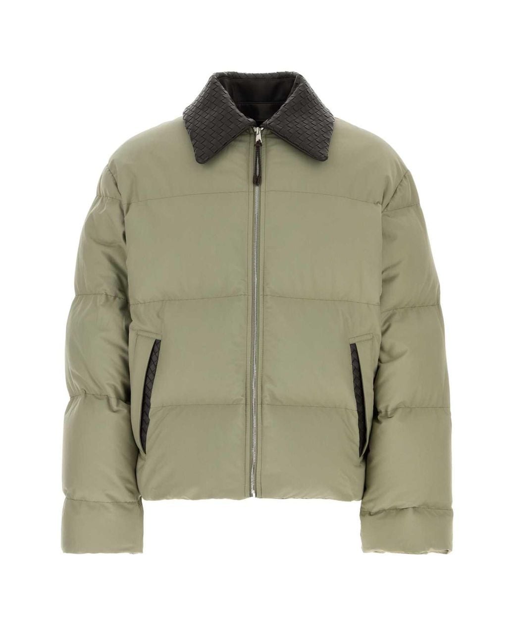 Bottega Veneta Green Piumino Con Collo Intrecciato for men