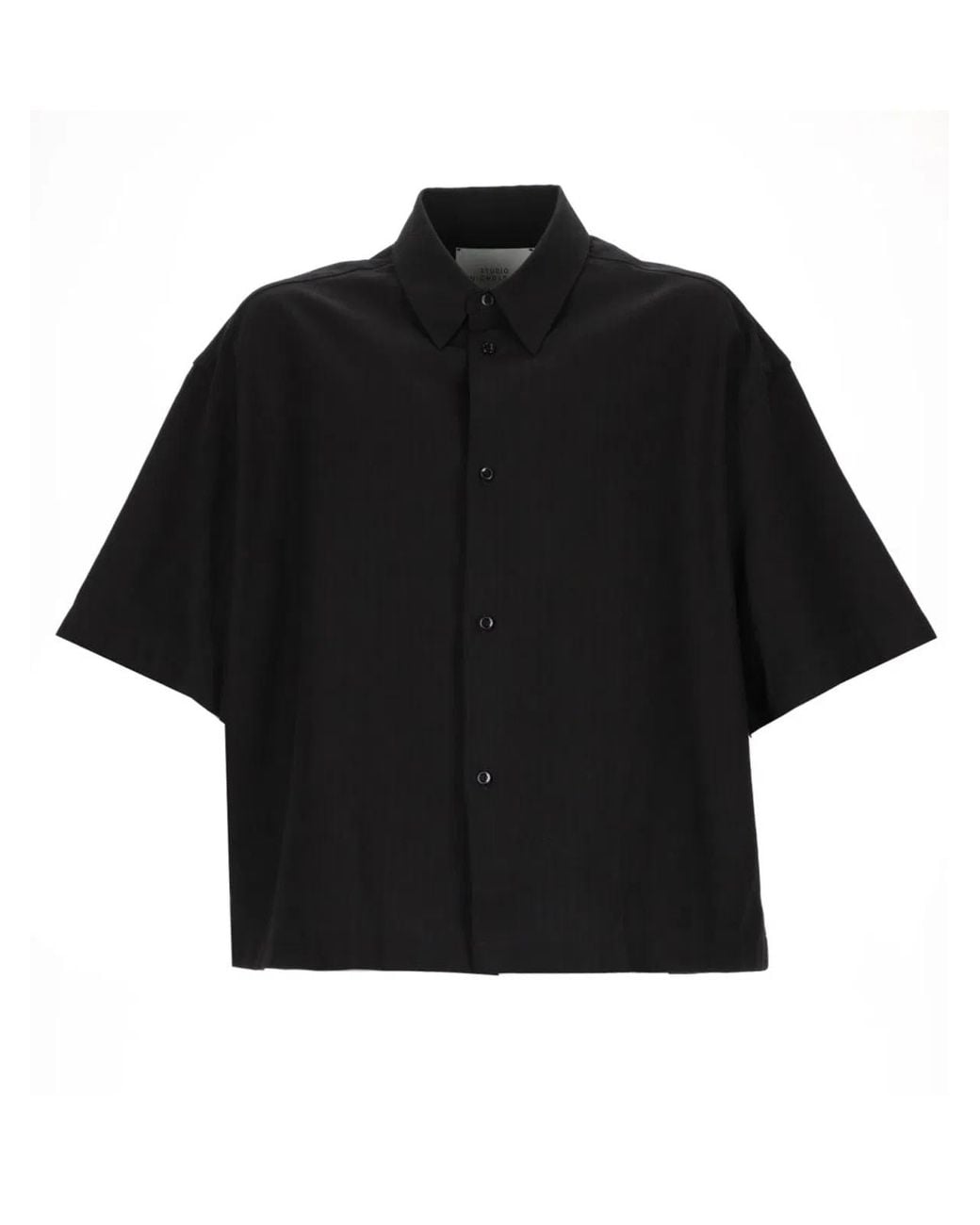 Studio Nicholson Black Cotton Linen Shirt for men