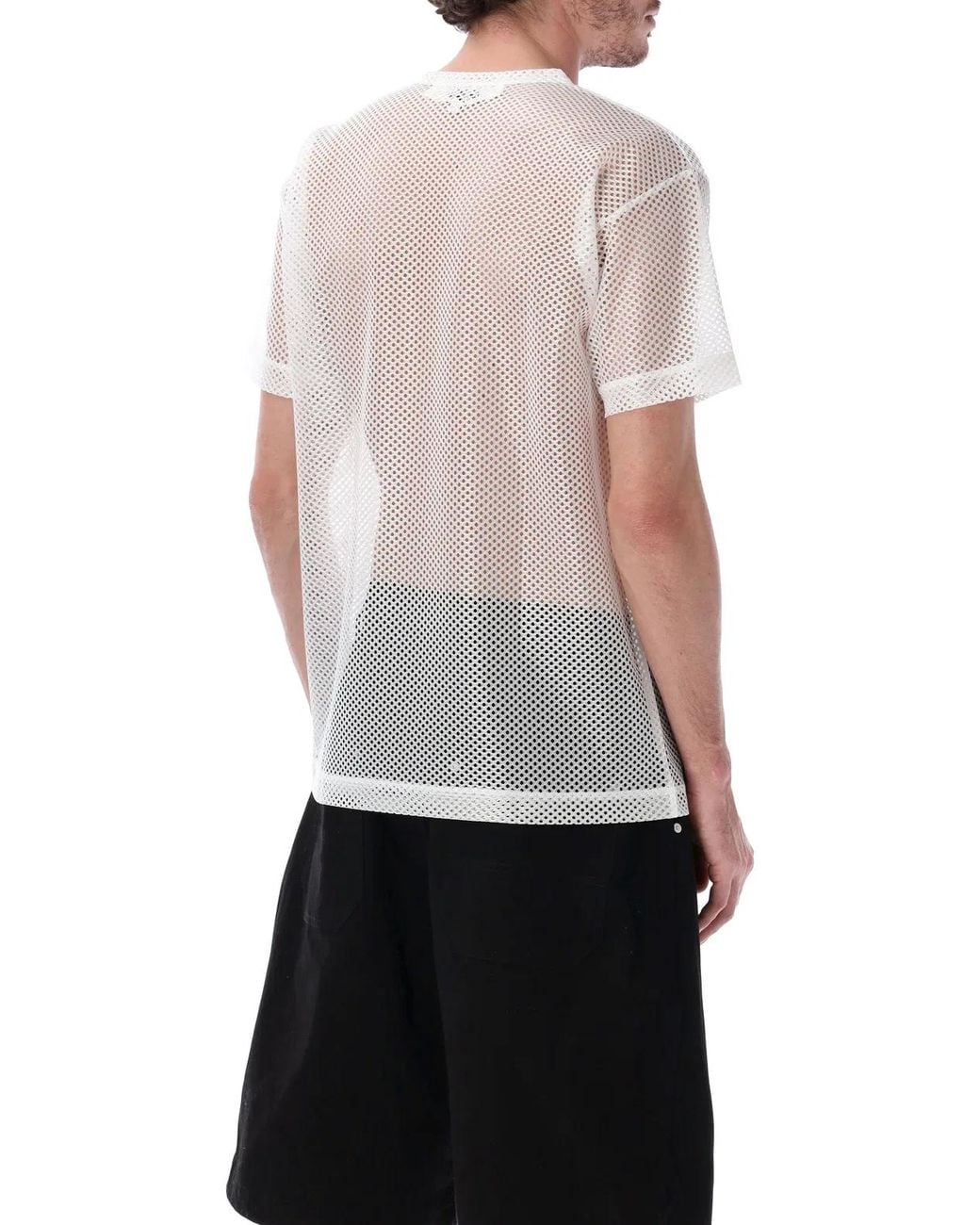 COMME DES GARÇONS PLAY White Mesh T-Shirt With Heart for men