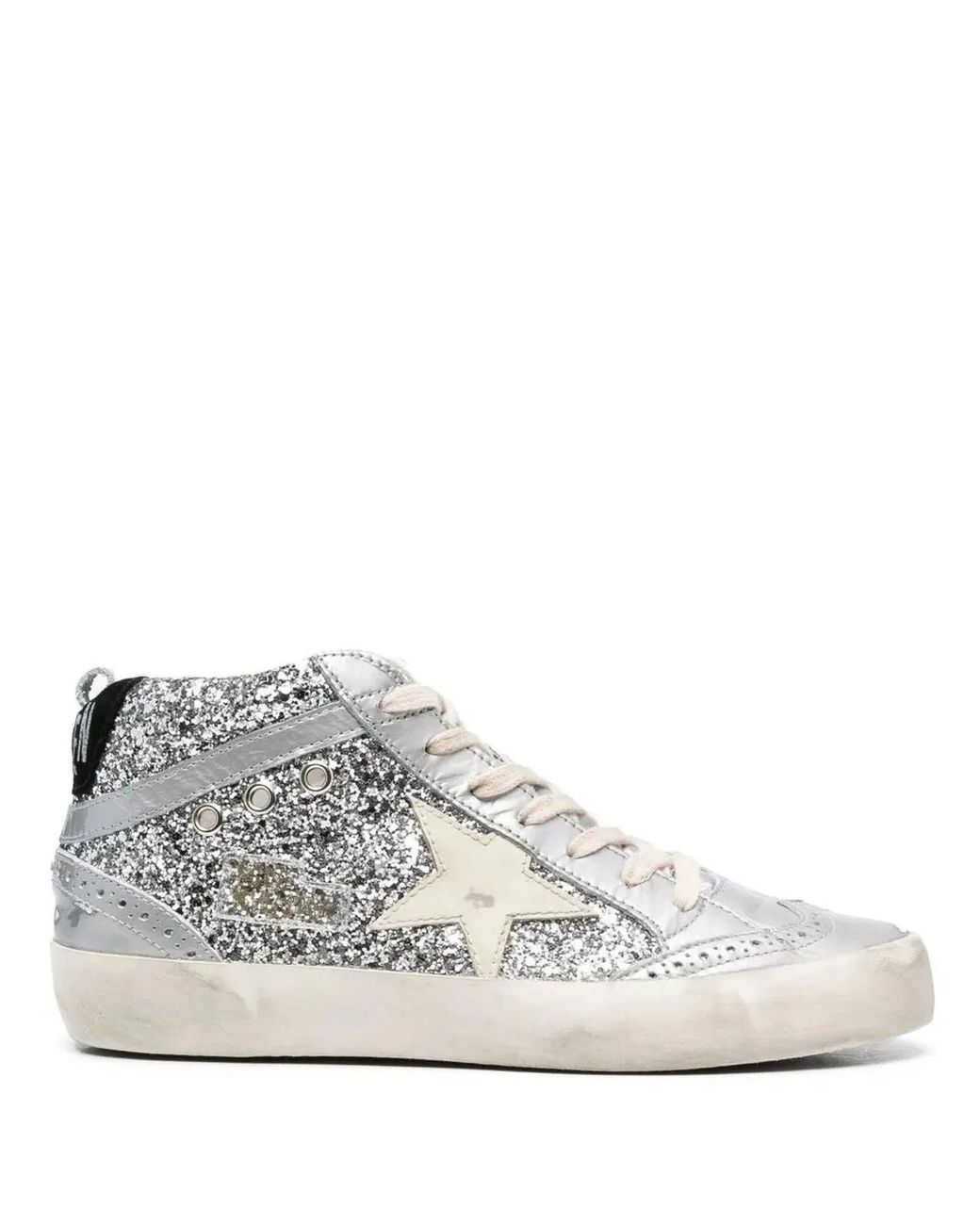 Golden Goose Deluxe Brand White Glittered High-Top Sneakers