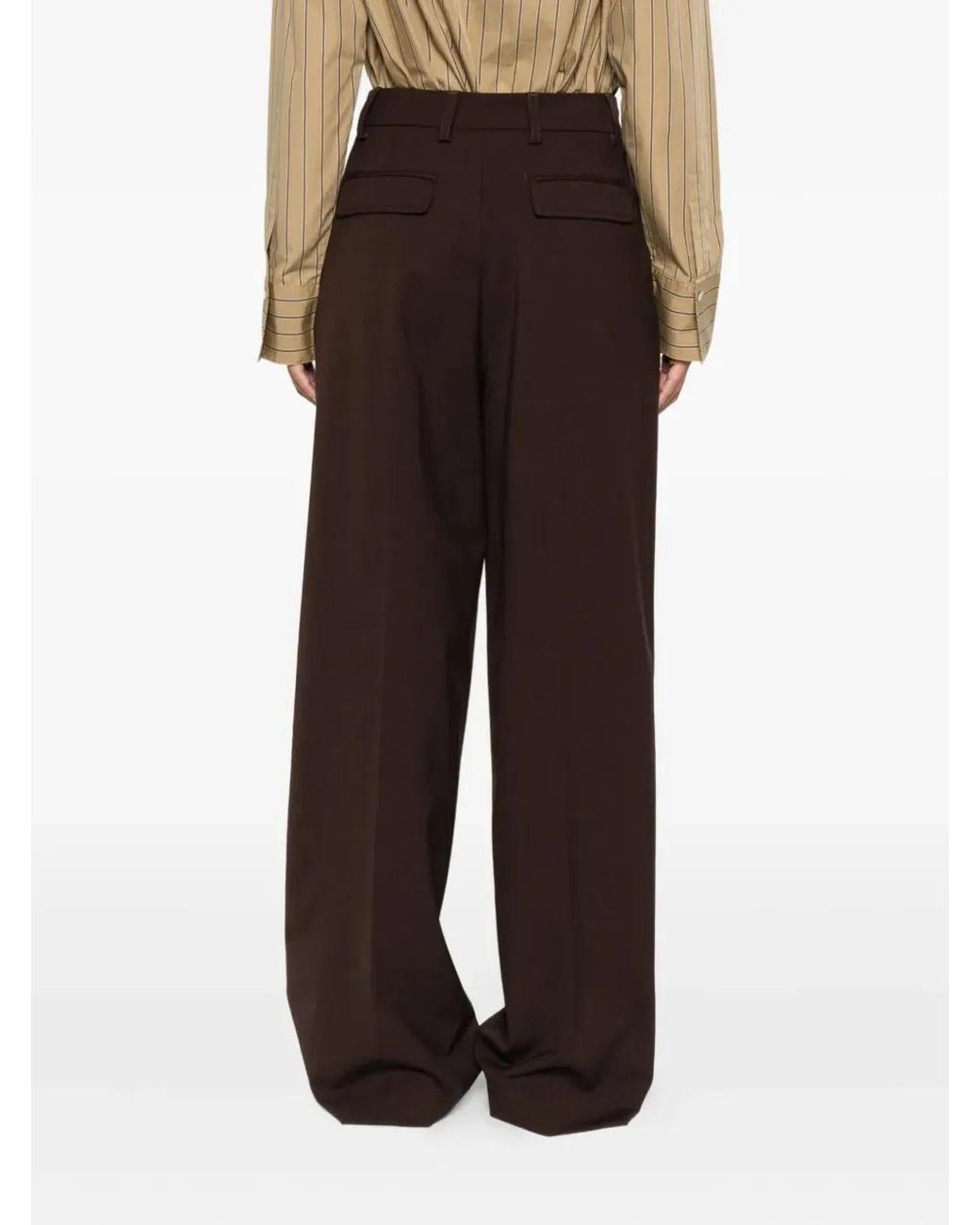 THE LATEST Brown Pleated Trousers With Pockets
