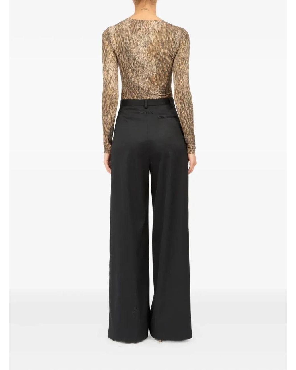 MM6 by Maison Margiela Black Satin Palazzo Pants
