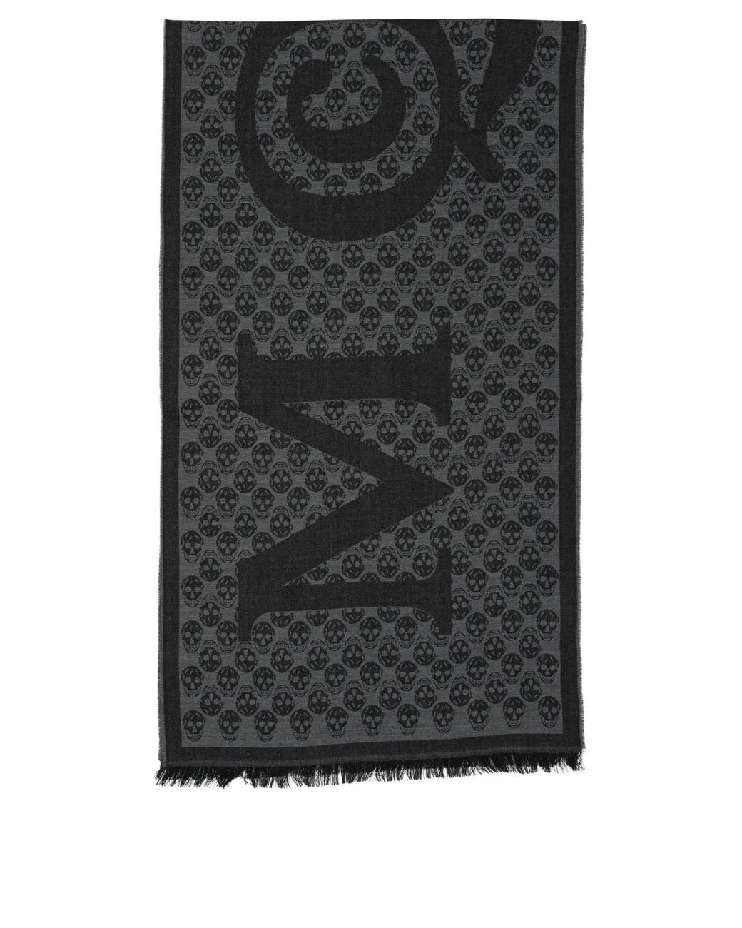 McQueen Black Scarf Multi Logo 35X190 for men