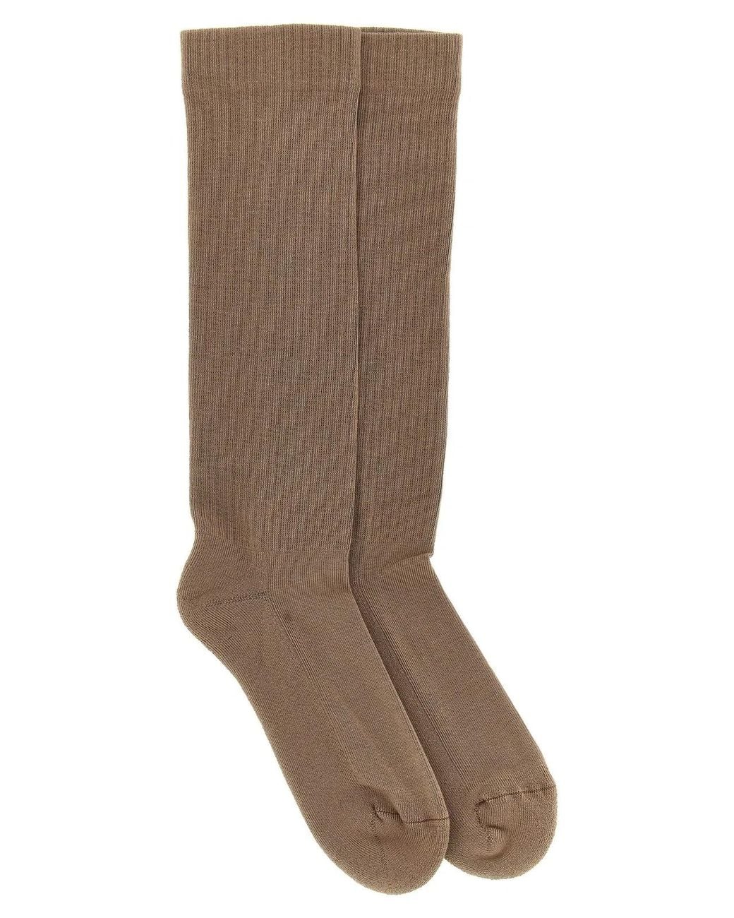 Rick Owens Brown Jacquard Logo Socks