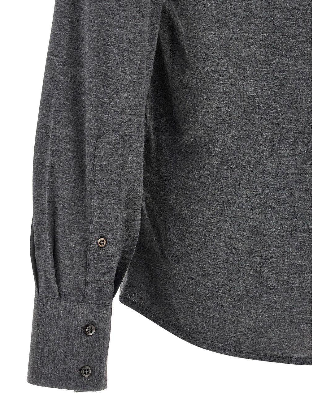 Brunello Cucinelli Gray Cotton And Silk Shirt for men