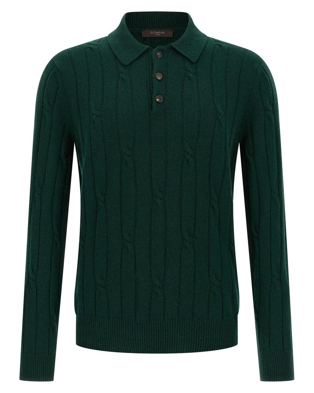 Zanone Green Braided Wool Polo Shirt for men