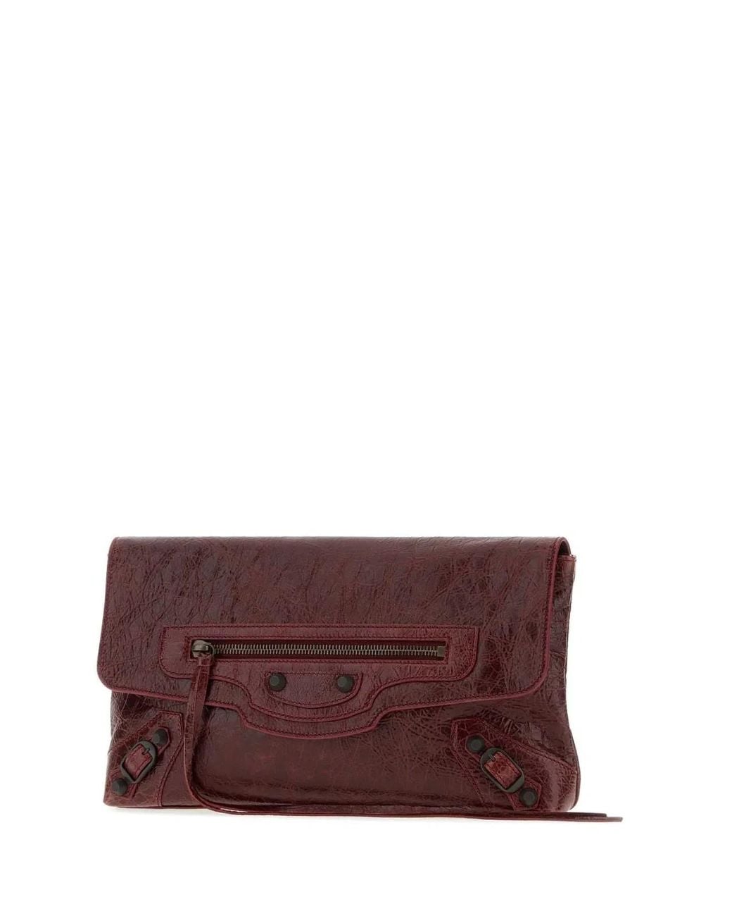 Balenciaga Purple Burgundy Leather Le City Clutch
