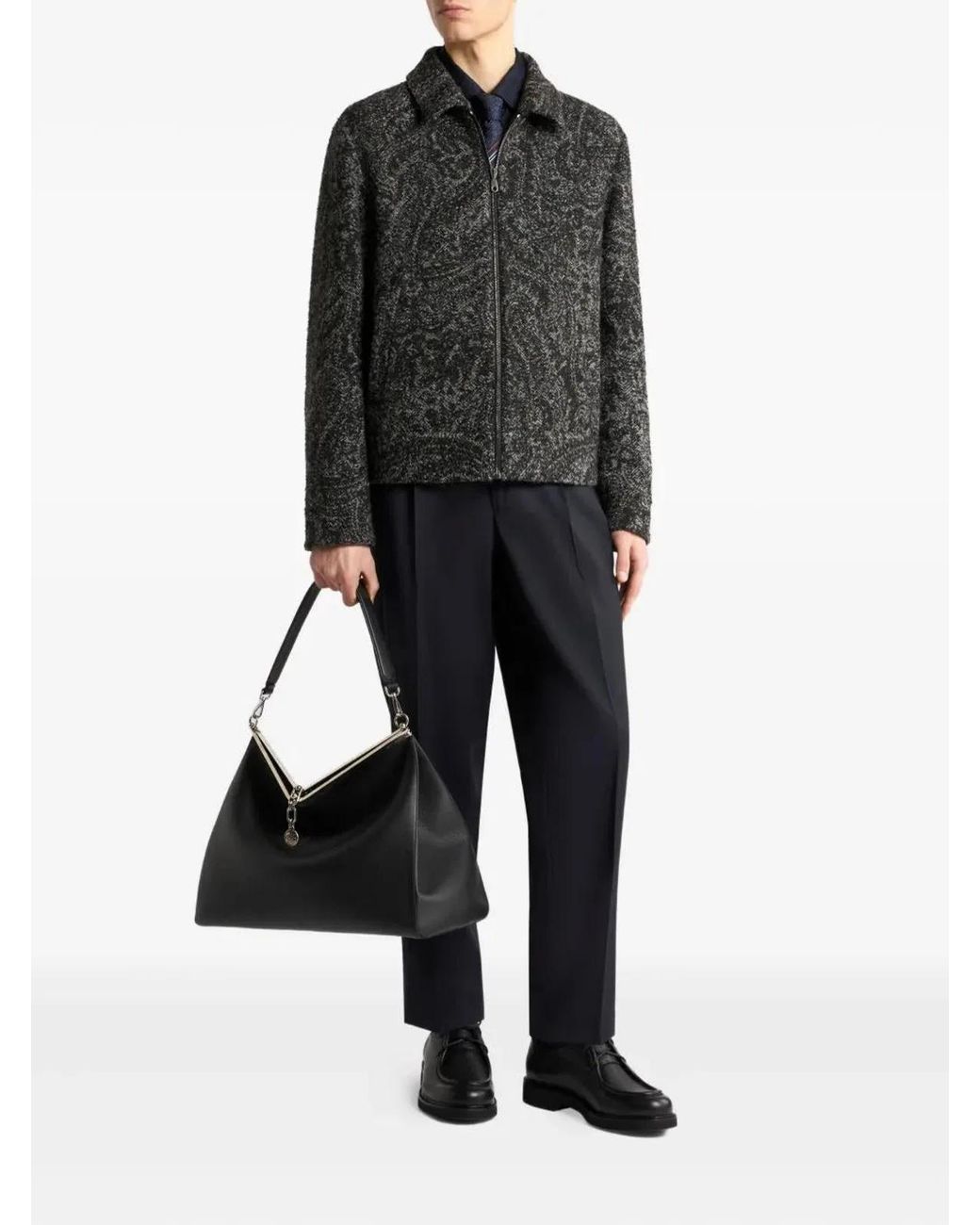 Etro Black Jacquard Bomber Jacket for men