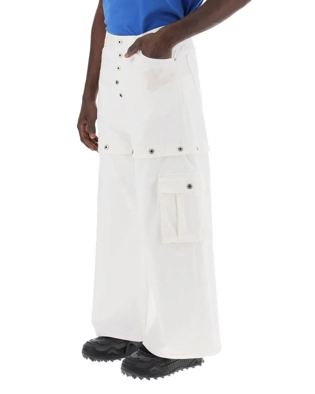 Off-White c/o Virgil Abloh White 90'S Logo Convertible Baggy Jeans for men