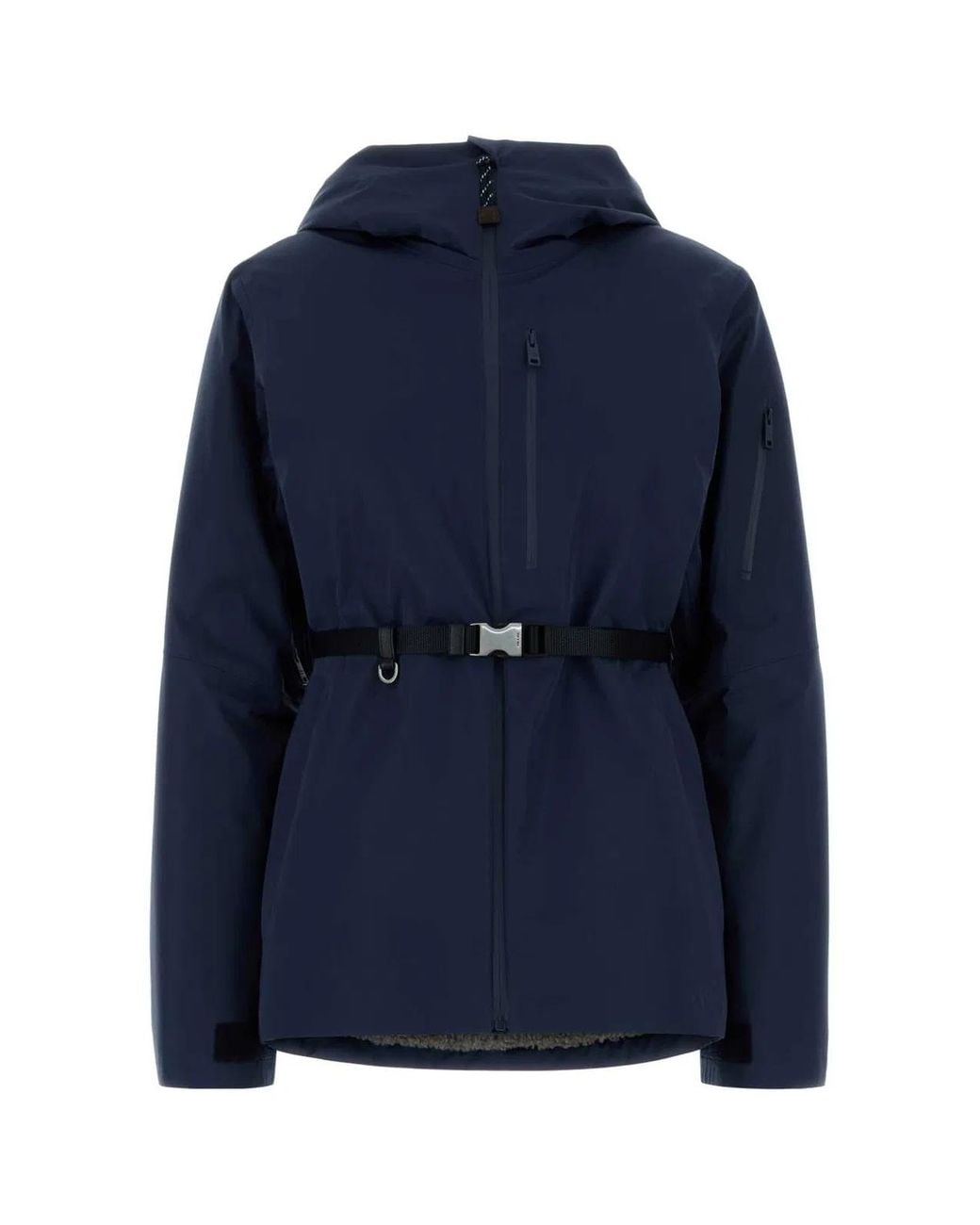 Prada Blue Technical Fabric Blouson Jacket With Hood