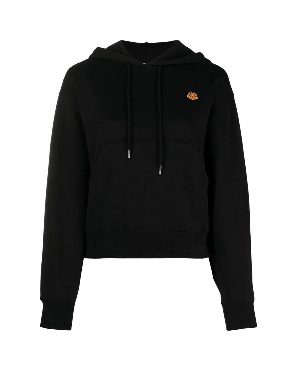 KENZO Black Boxy Hoodie With Crest Logo