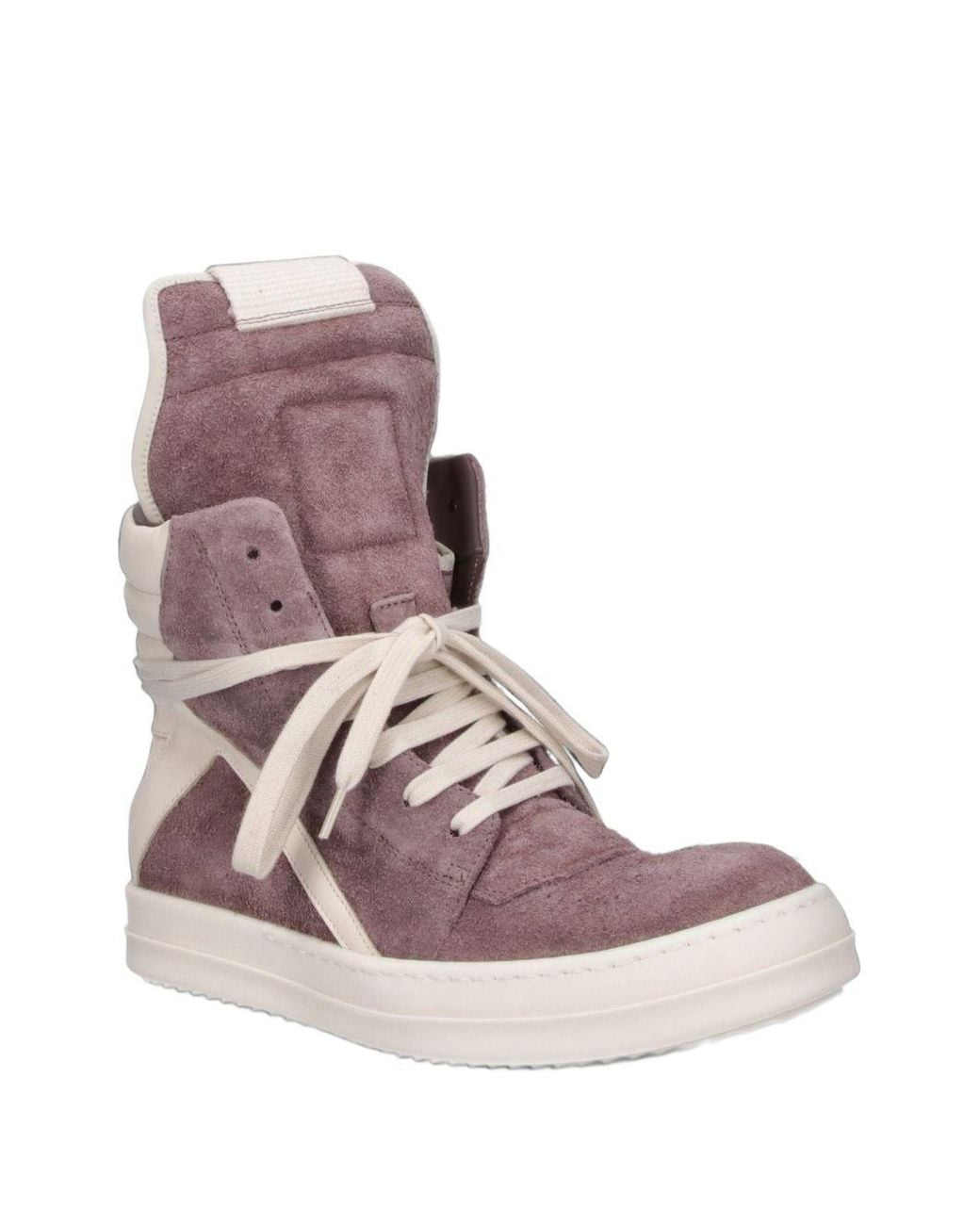 Rick Owens Pink Geobasket Leather Sneakers