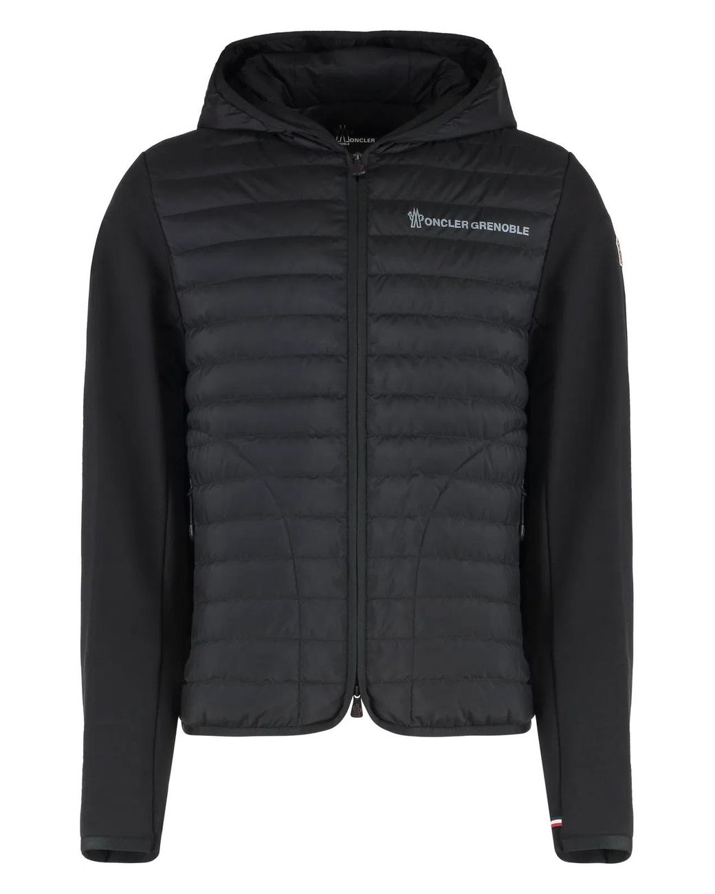 Moncler Black Cardigan With Padded Front Panel