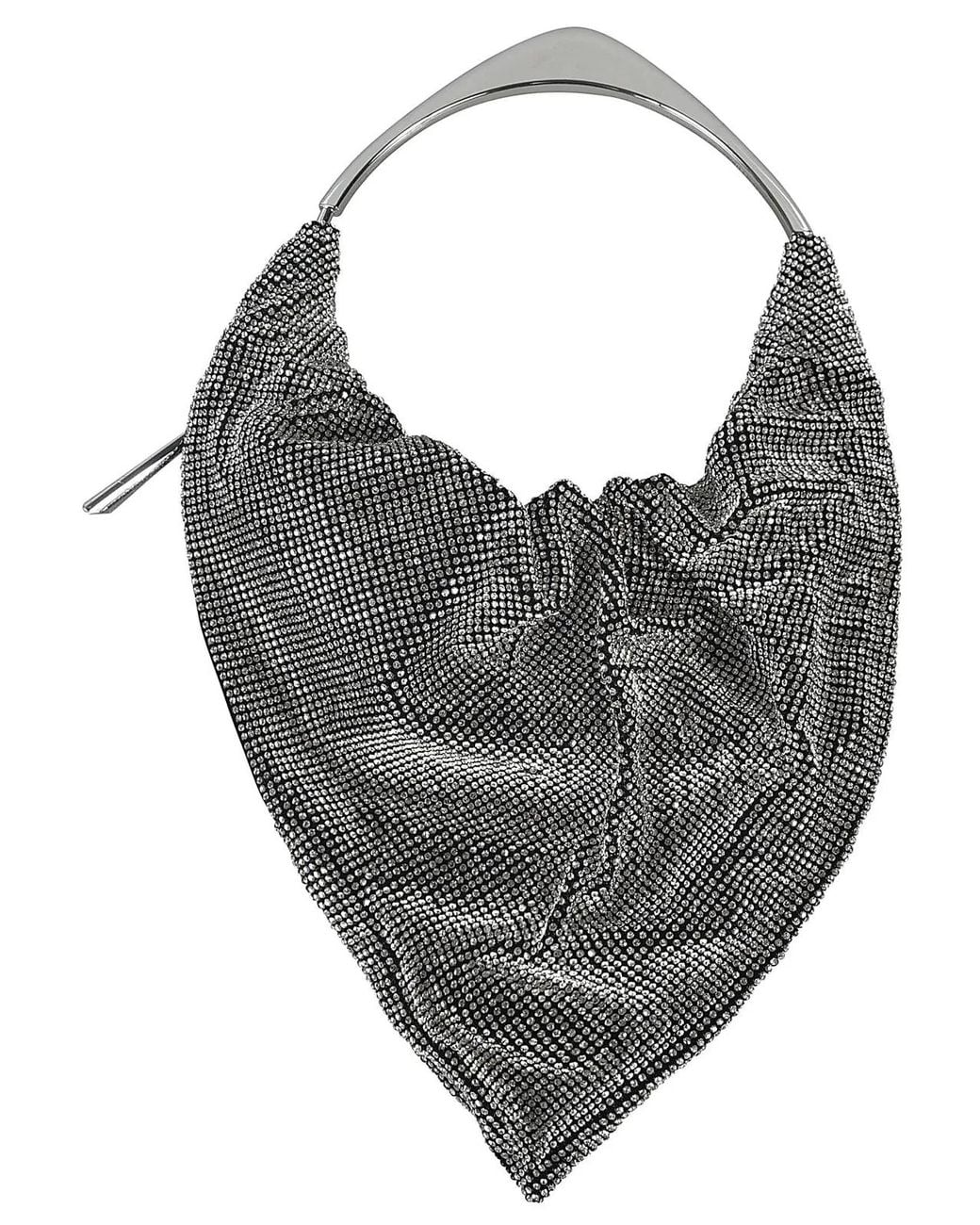 Benedetta Bruzziches Gray Metal Top Handle Gathered Bag
