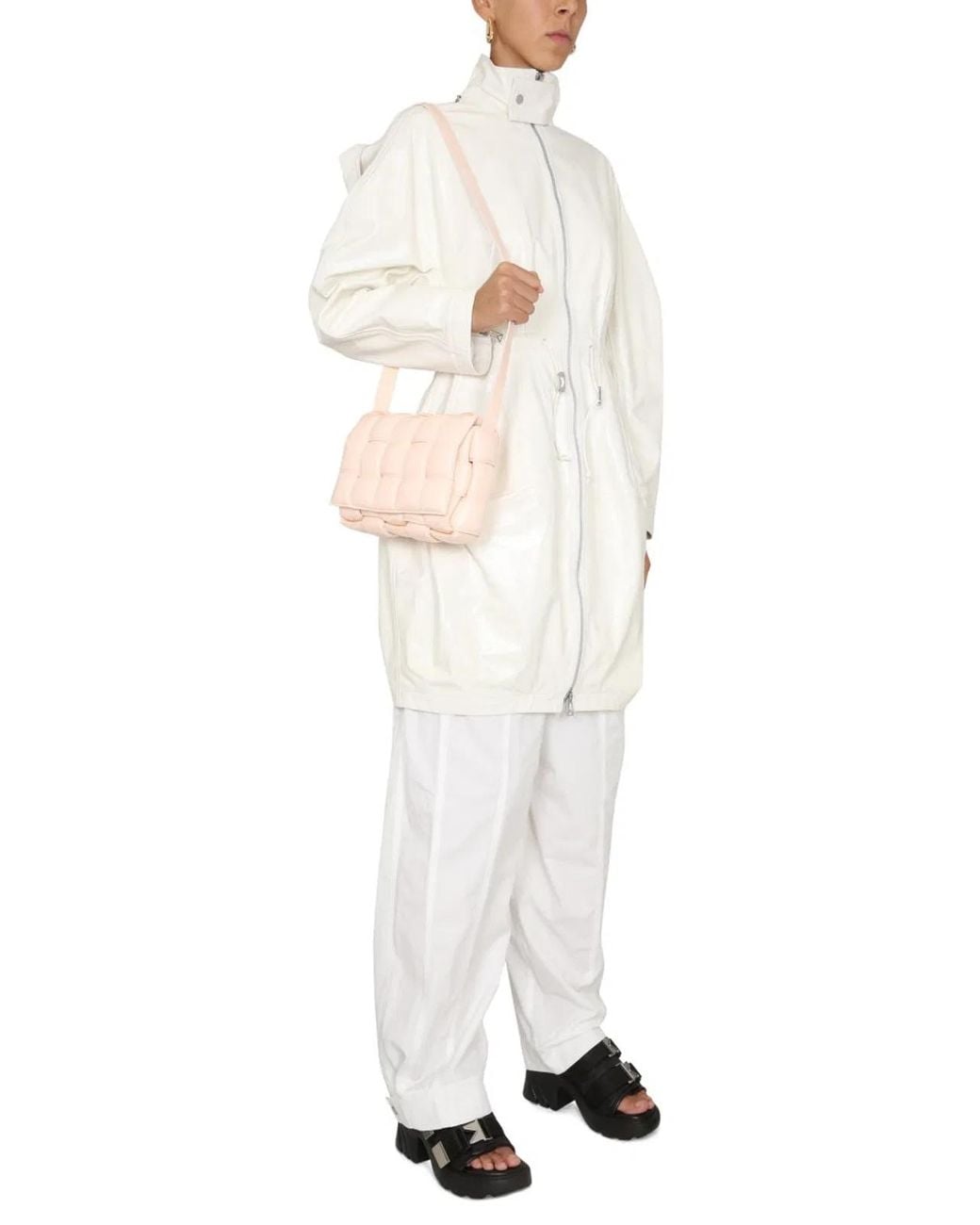 Bottega Veneta White Bottega Veneta Hooded Raincoat