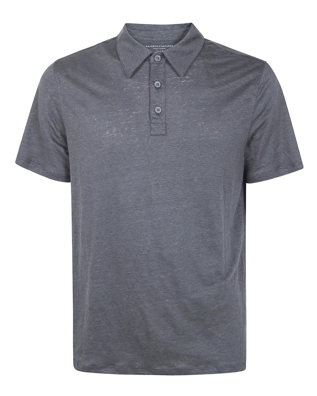 Majestic Gray Linen Short Sleeves Polo Shirt for men
