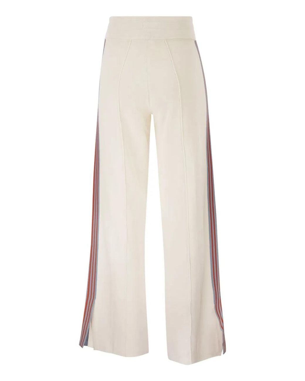 Autry White Viscose Track Trousers With Side Stripes