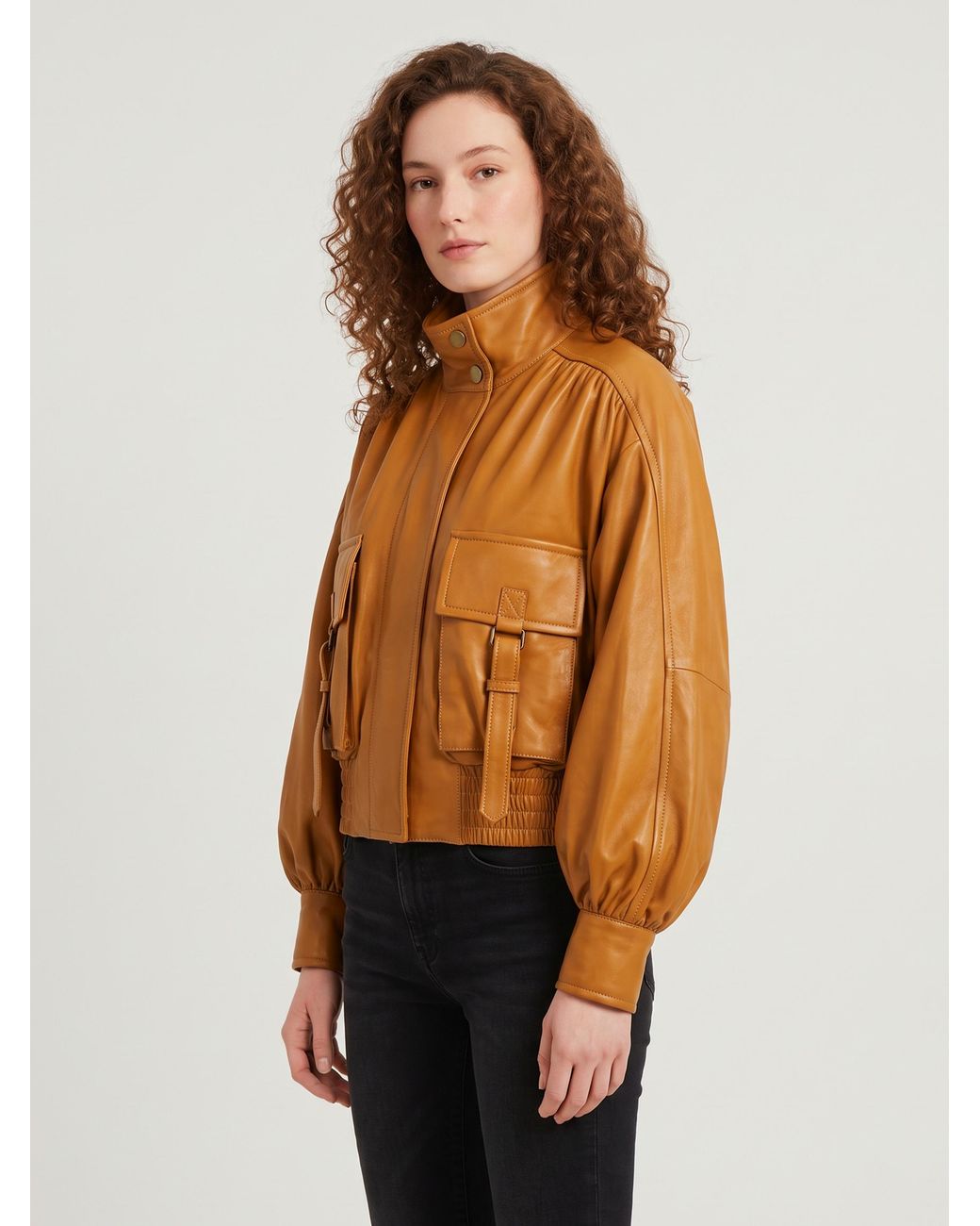Zimmermann Orange Valiant Leather Biker Jacket