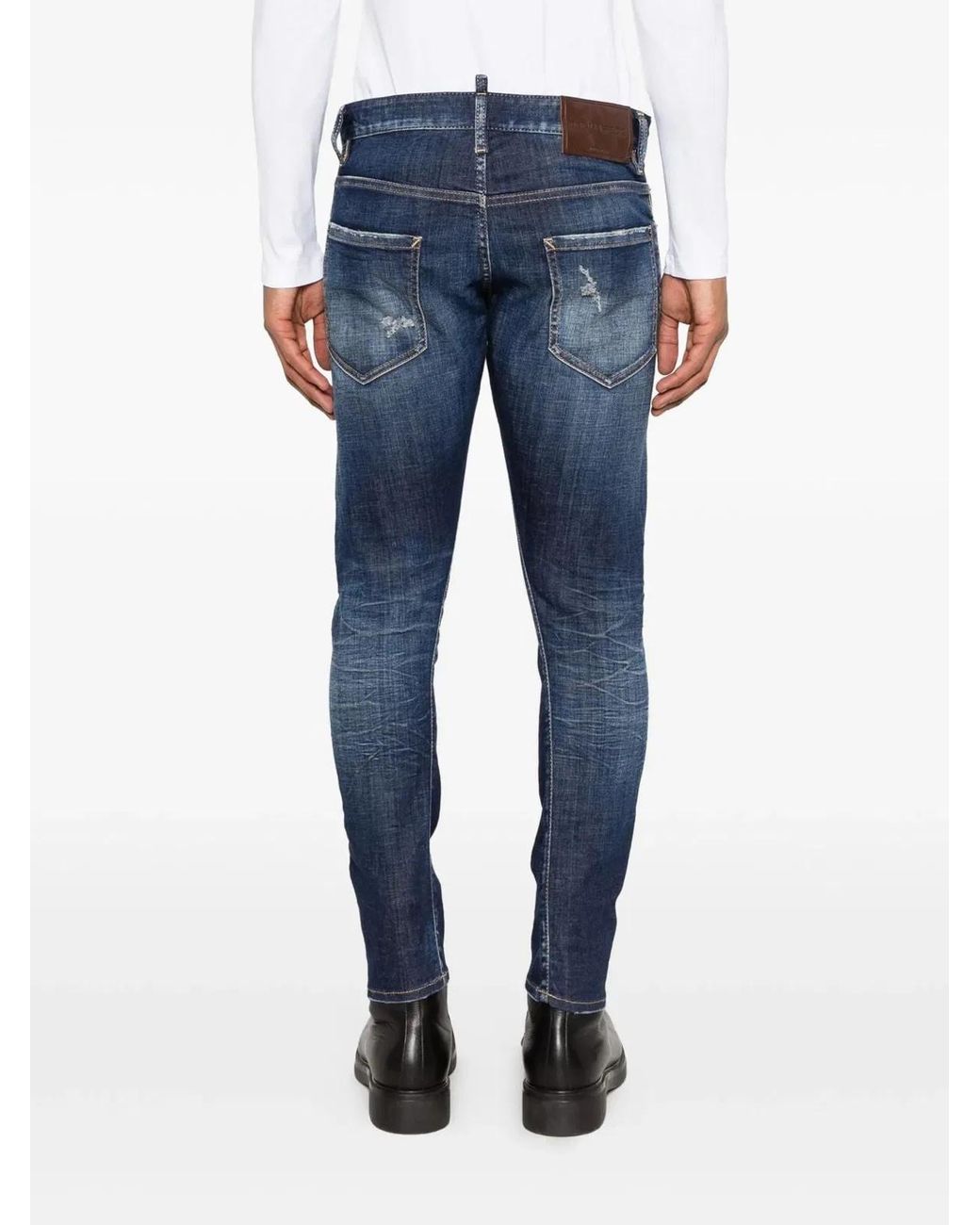 DSquared² Blue 5 Pockets Cotton Elastane Pants for men
