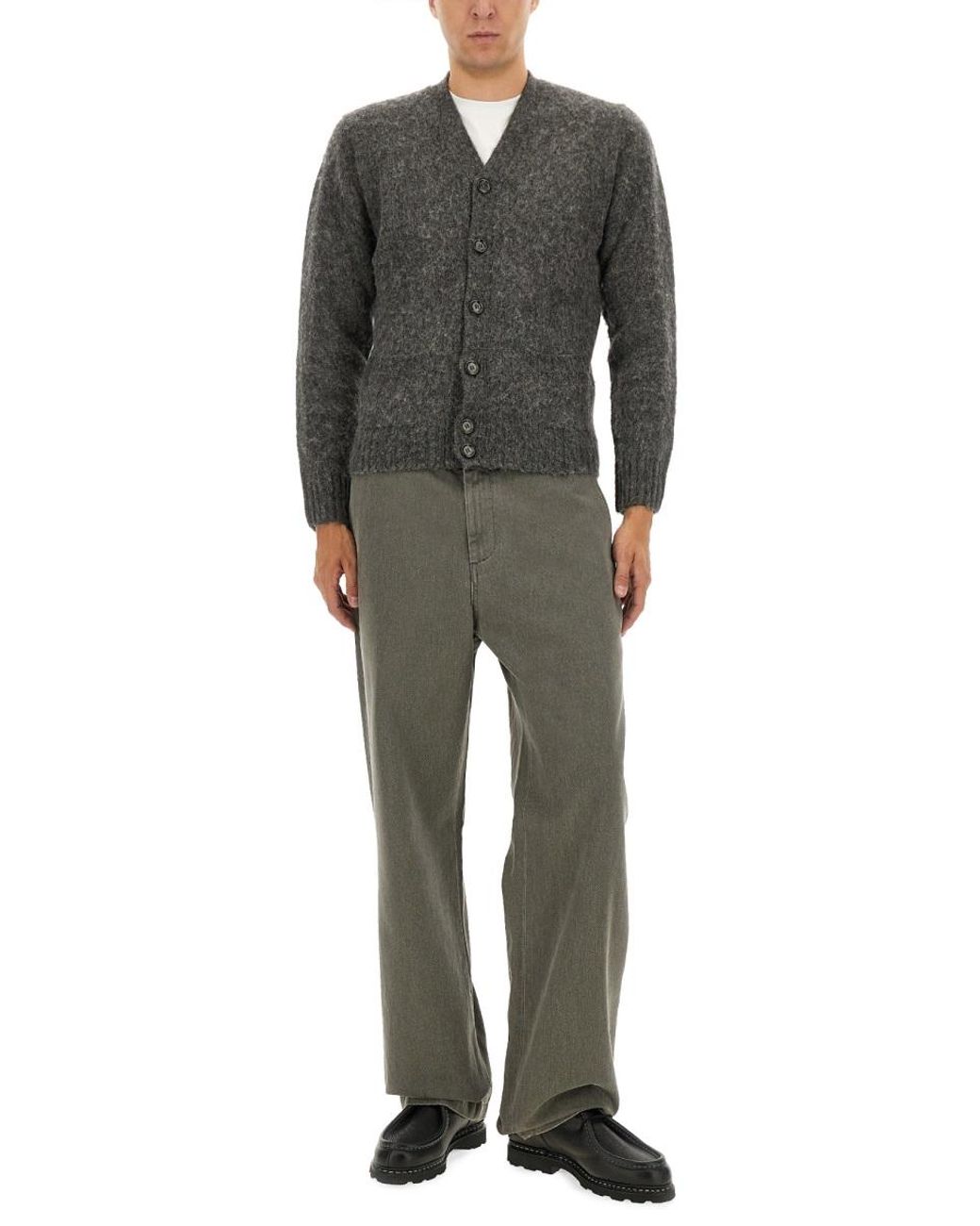 Aspesi Gray Textured Wool Cardigan for men