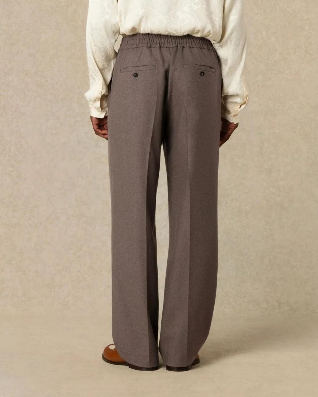 Drole de Monsieur Gray Flannel Trousers With Elastic Waist for men