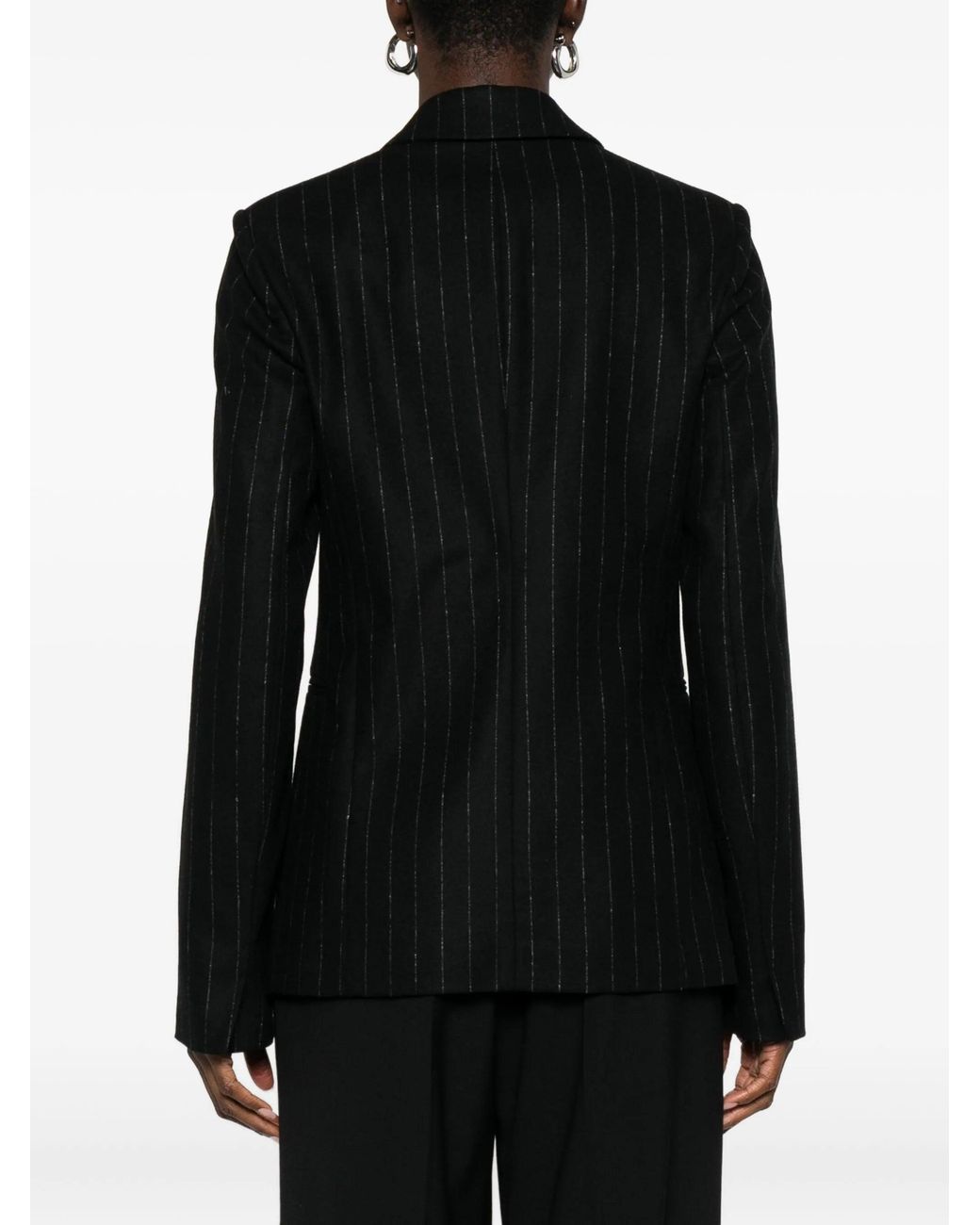 Forte_forte Black Pinstriped Cloth Jacket