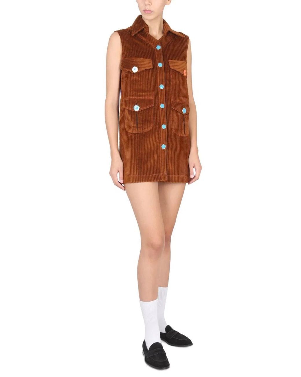 Cormio Orange Corduroy Dress