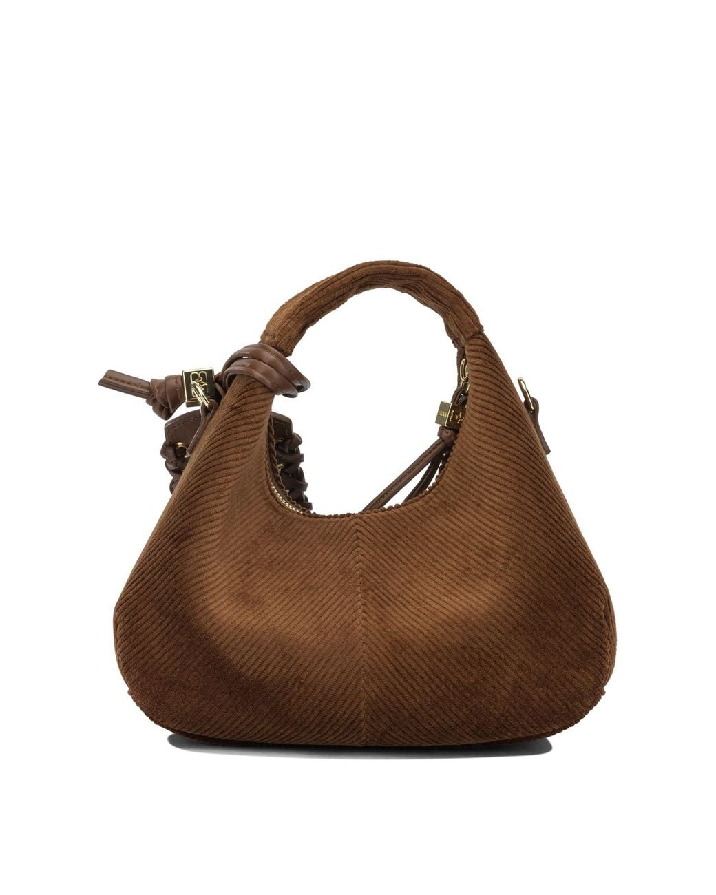 Ganni Brown "Mini Hobo Corduroy" Small Handbag