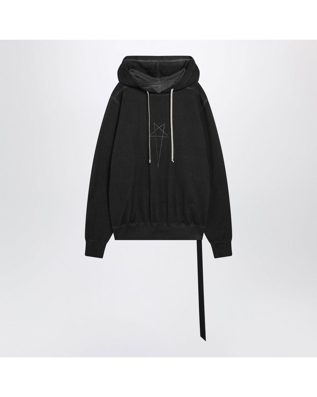 Rick Owens Black Washed Tower Oversized Cotton Sweatshirt for men