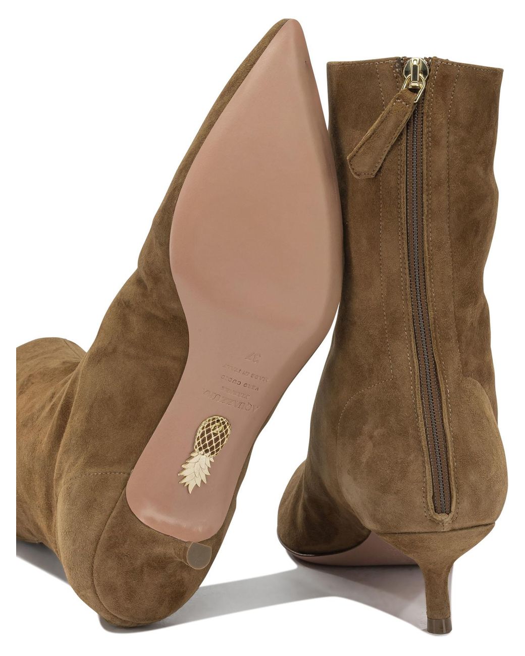 Aquazzura Brown "Montmartre 50Mm" Ankle Boots With Zipper
