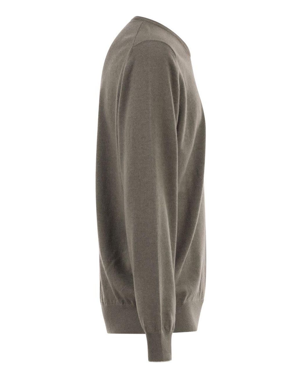 Brunello Cucinelli Gray Pure Cashmere Crew-Neck Sweater