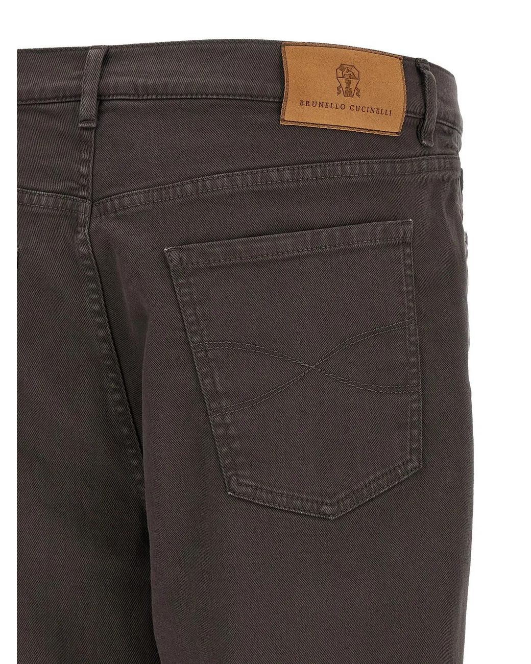 Brunello Cucinelli Gray Garment-Dyed Denim Jeans for men