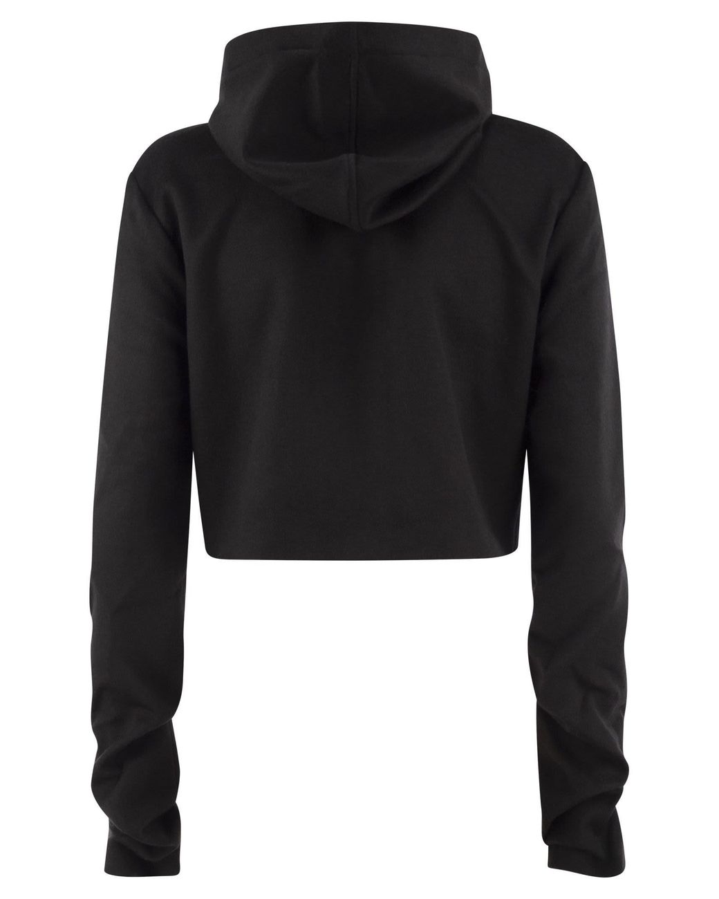 7 For All Mankind Black Cropped Wool And Cashmere-Blend Hooded Jacket