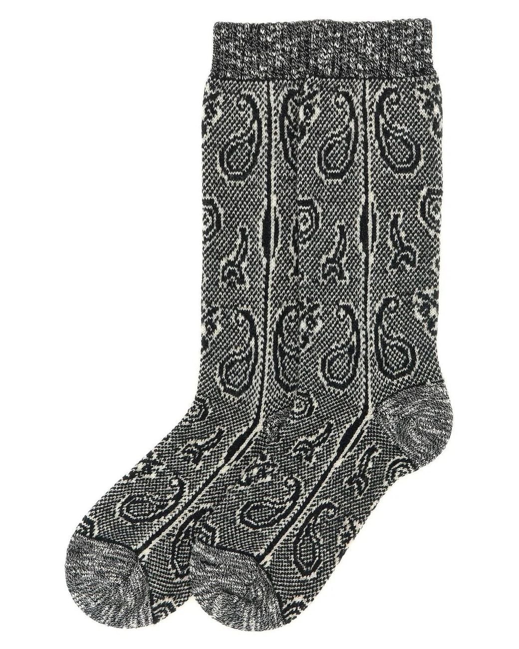Dries Van Noten Gray Paisley Jacquard Socks