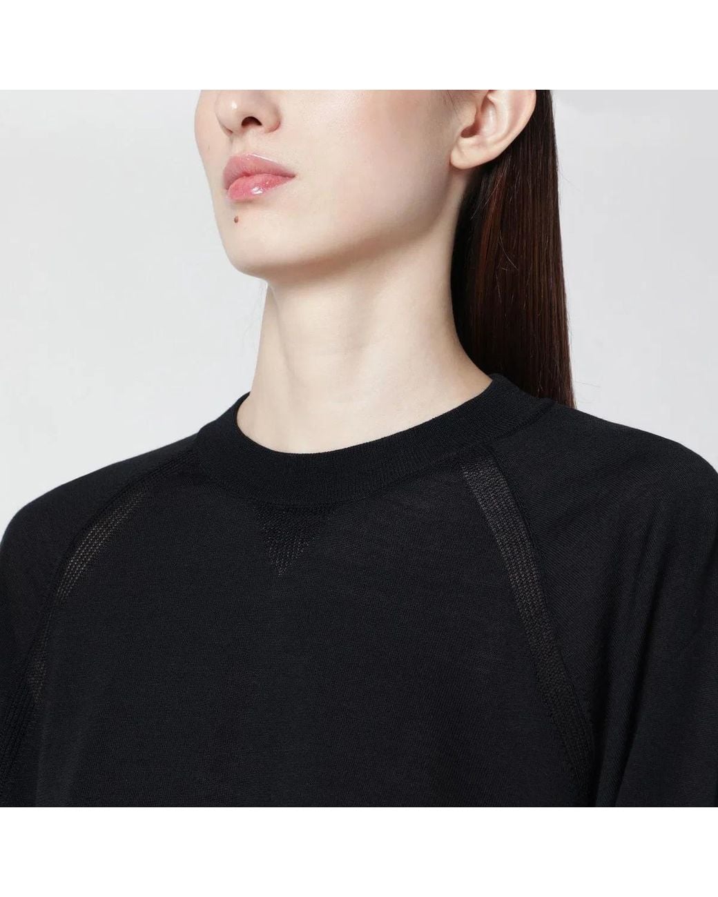Roberto Collina Black Wool Crewneck Sweater